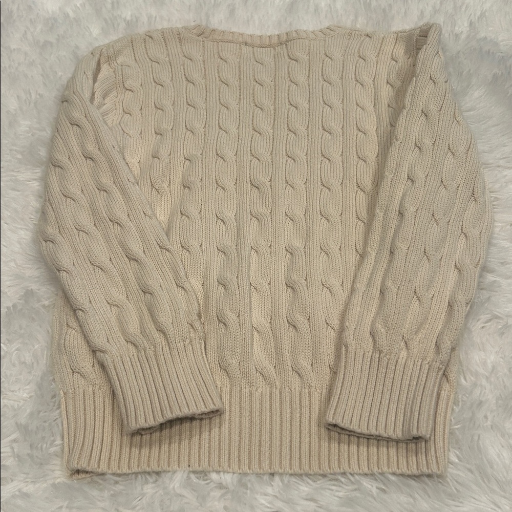 Ralph Lauren Boy’s Beige Cable Knit Crewneck Sweater - Picture 4 of 5